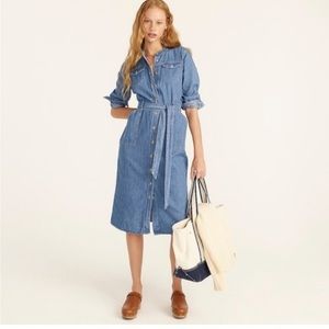 J. Crew belted denim shirt dress